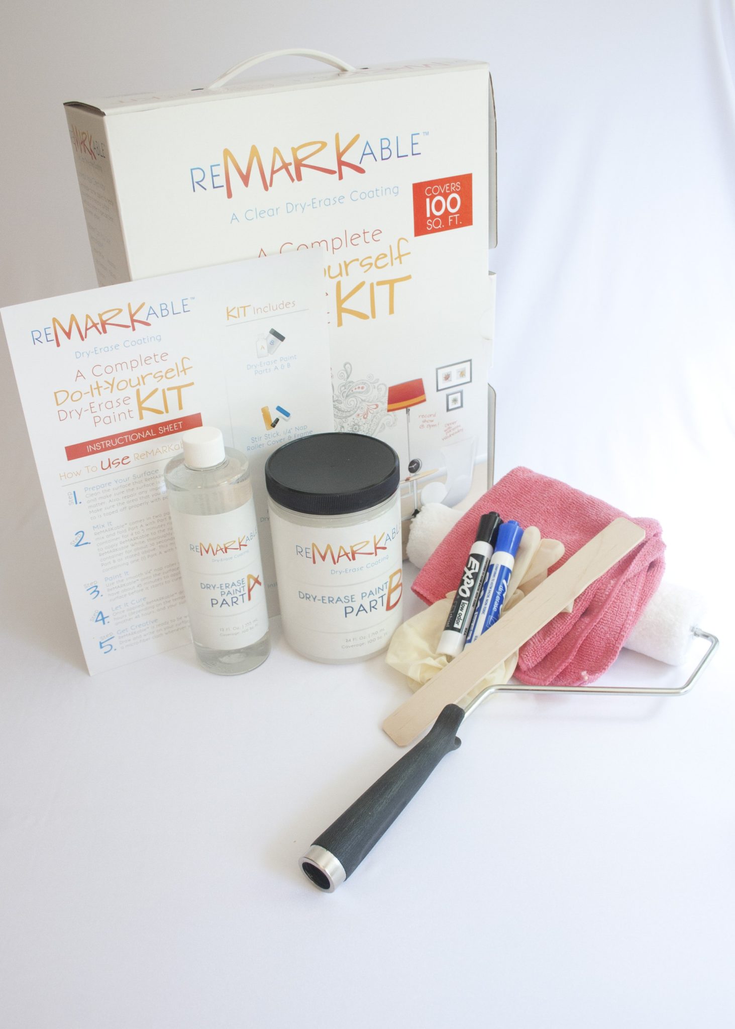 Clear 100 Square Foot Kit ReMARKable Whiteboard Paint