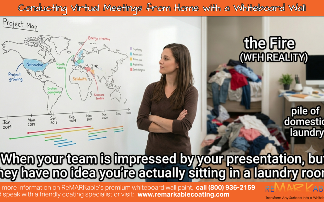 Conducting Virtual Meetings from Home with a Whiteboard Wall