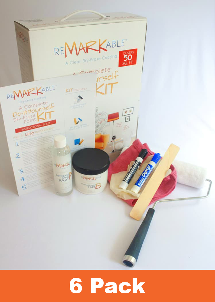 Whiteboard Paint 50 Sq Ft Kit 6 Case Pack from ReMARKable Coatings