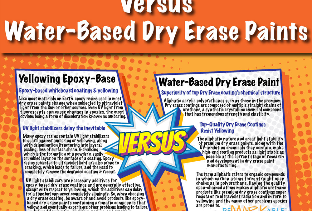 Yellowing Epoxy-based Dry Erase Paint vs. Water-Based Dry Erase Paints