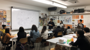STEM classroom brainstorming with whiteboard wall