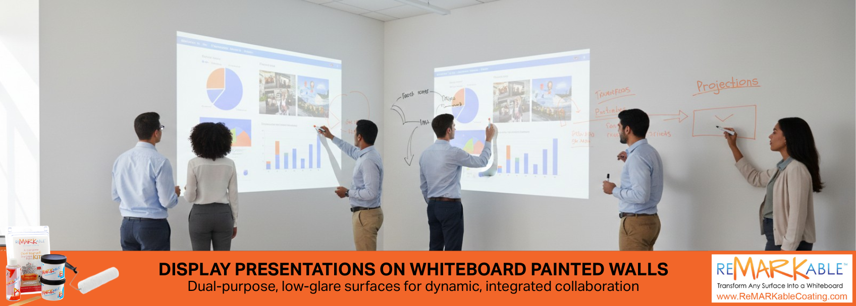 Display Presentations on Whiteboard Painted walls