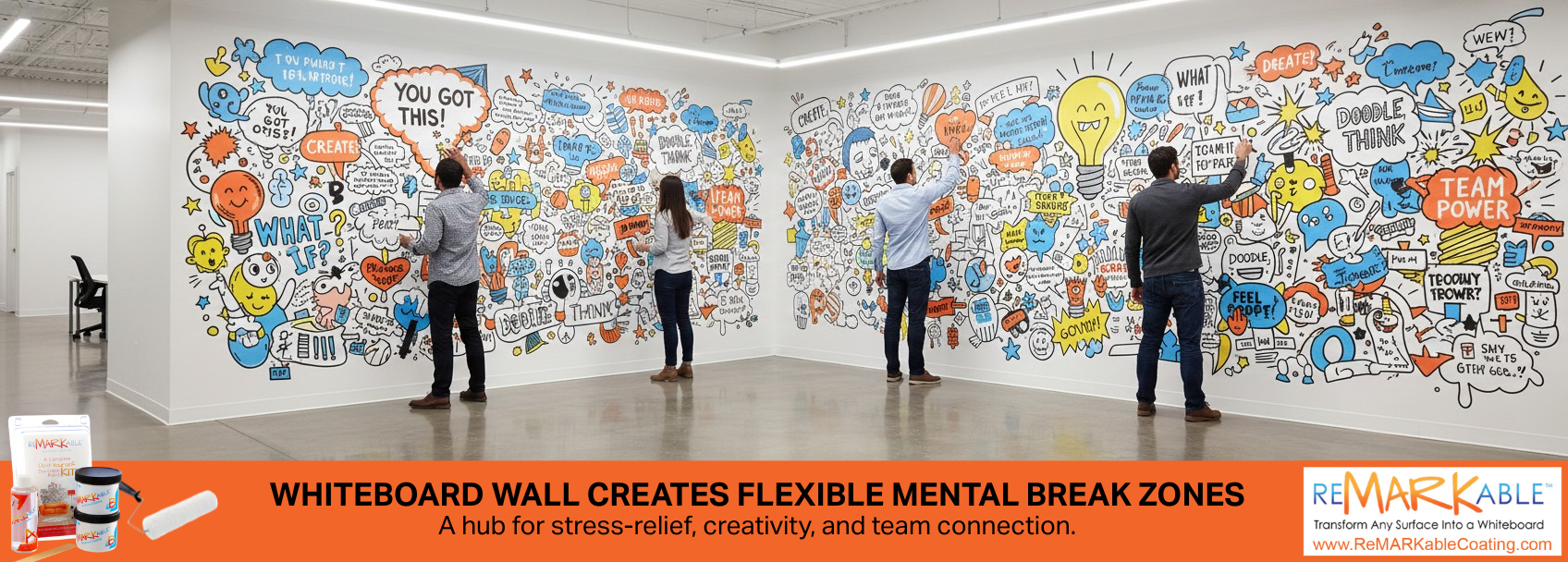 Whiteboard Wall Creates Flexible Mental Break Zones