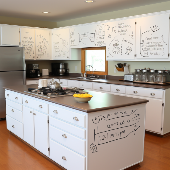 whiteboard painted kitchen cabinets