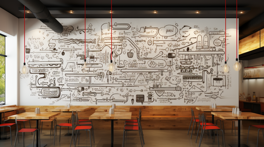 Restaurant with a Whiteboard Painted Wall