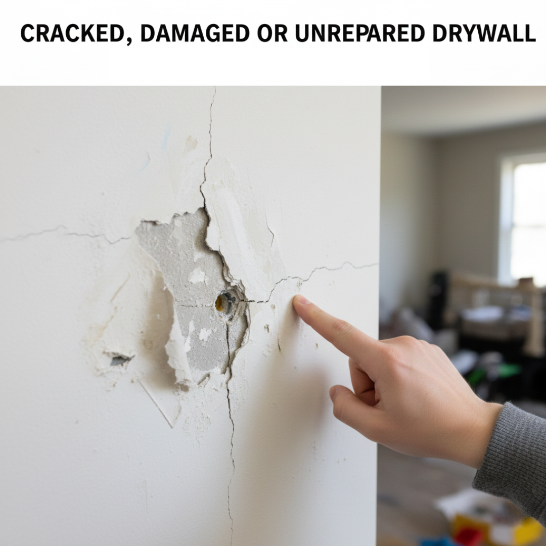 Where NOT to Use Whiteboard Paint - Cracked, Damaged, or Unrepaired Drywall