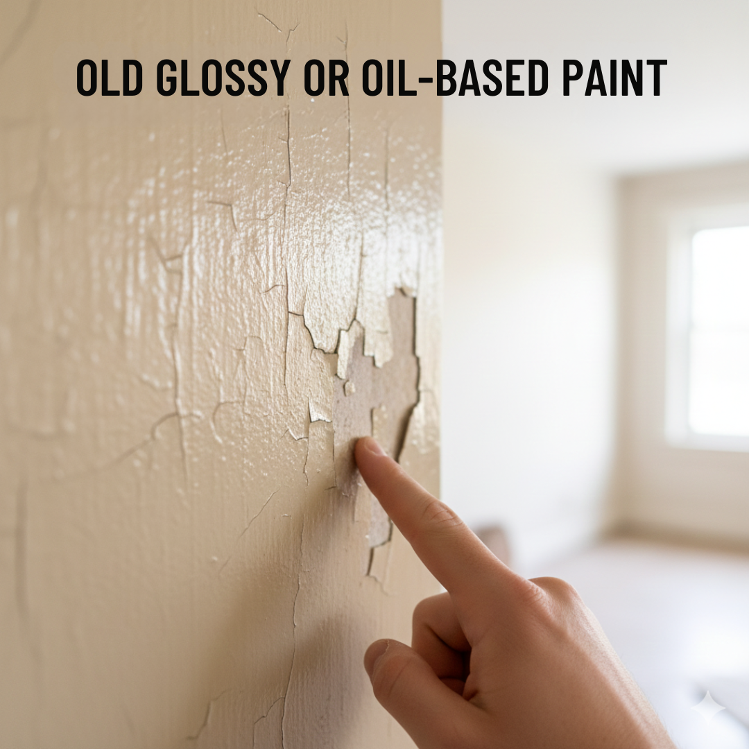 Where NOT to Use Whiteboard Paint - Old Glossy Paint or Oil-Based Paint