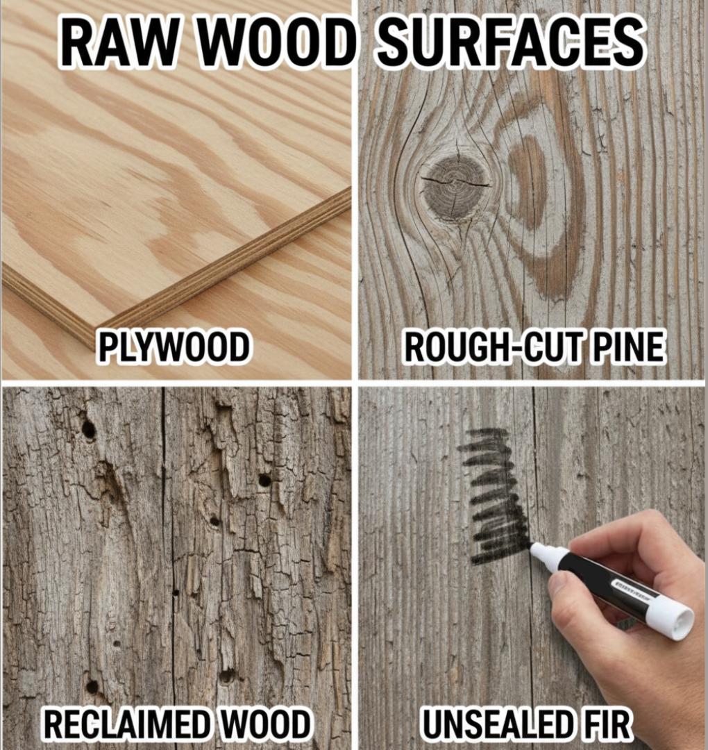 Where NOT to Use Whiteboard Paint - Raw Wood or Unsealed Plywood