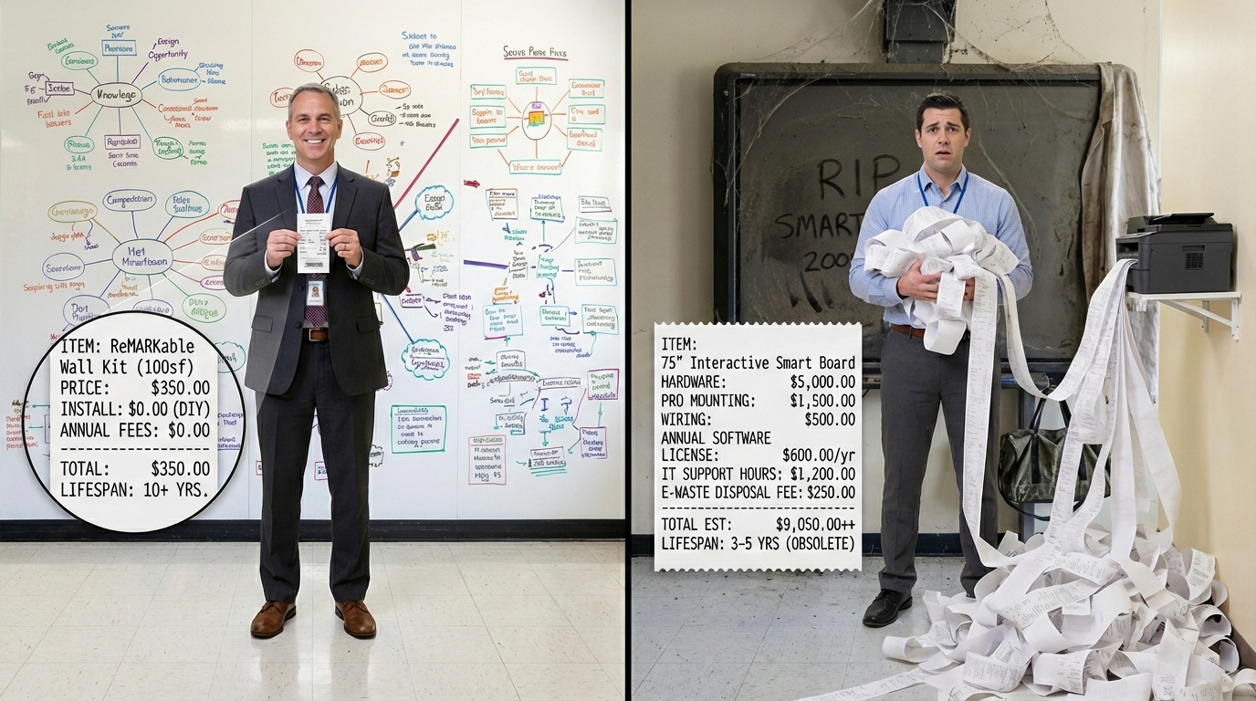 whiteboard paint cost versus smart board