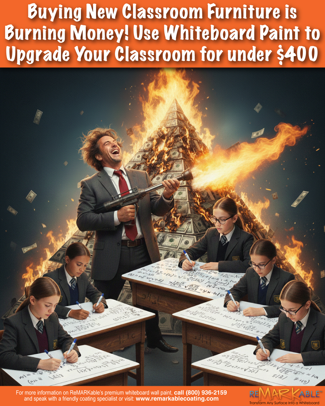 Resurface a classroom desk or tabletop into a whiteboard surface