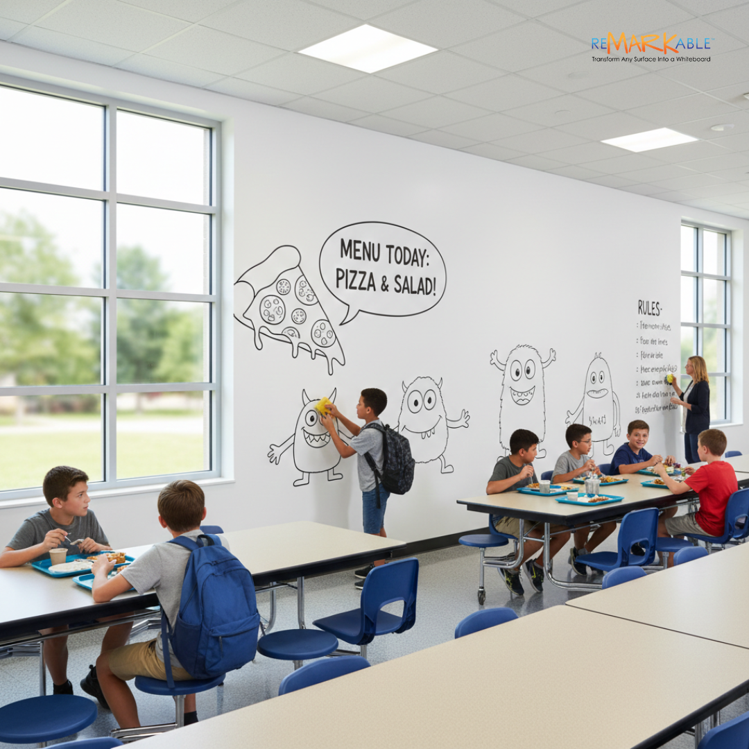 Cafeteria and Common Areas with Whiteboard Wall