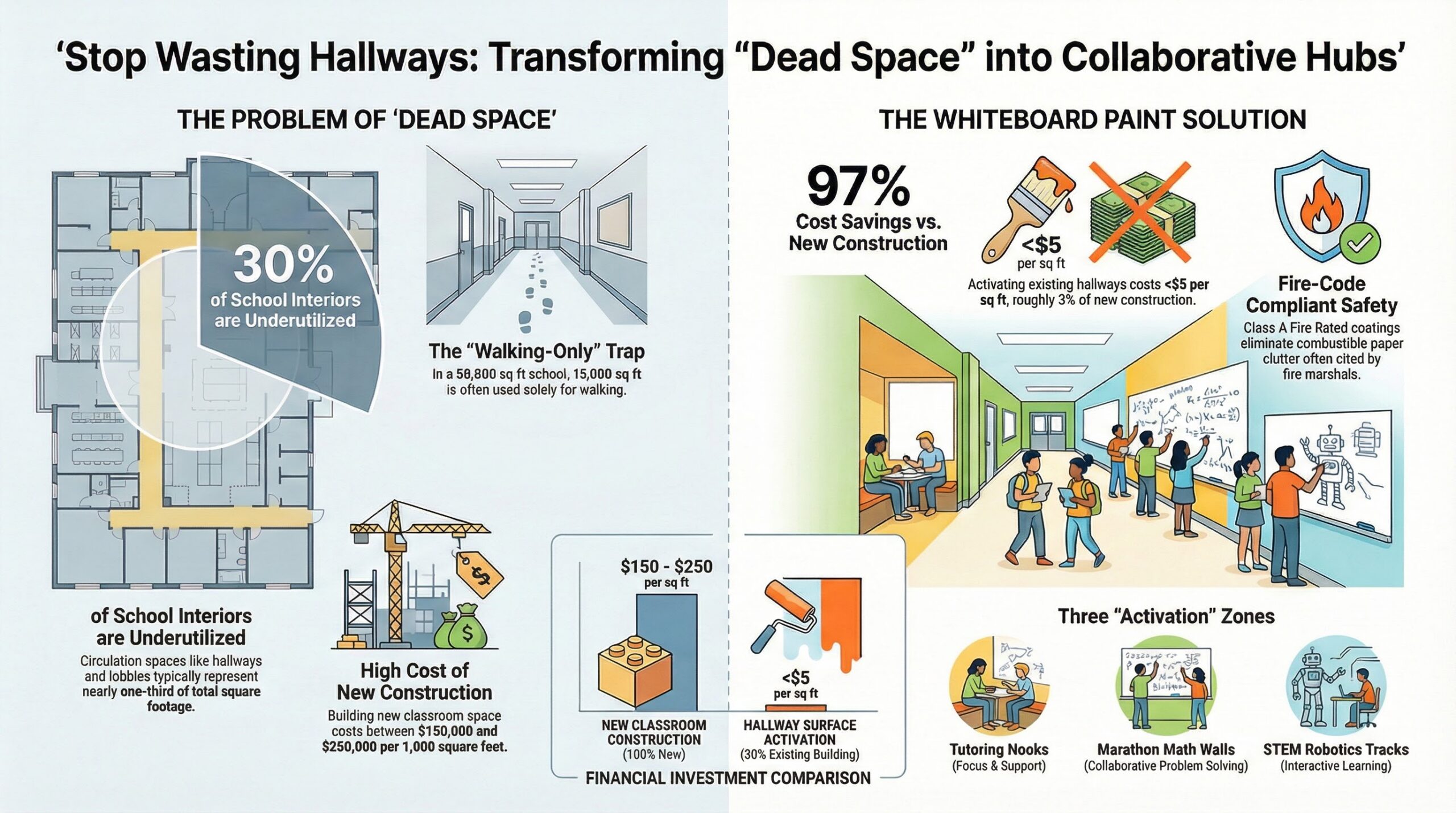 Create a Whiteboard Wall in Corridors Stop Wasting Space