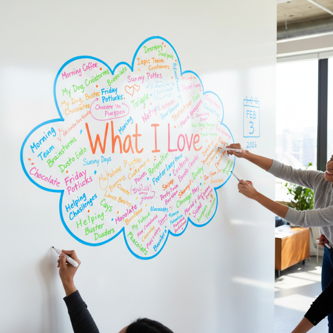 Interactive whiteboard wall ideas for team appreciation