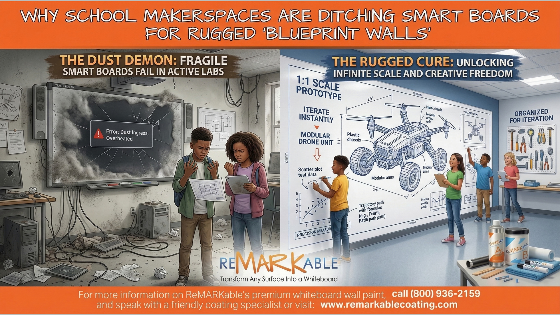 Why School MakerSpaces are Using Whiteboard Paint for “Blueprint Walls”