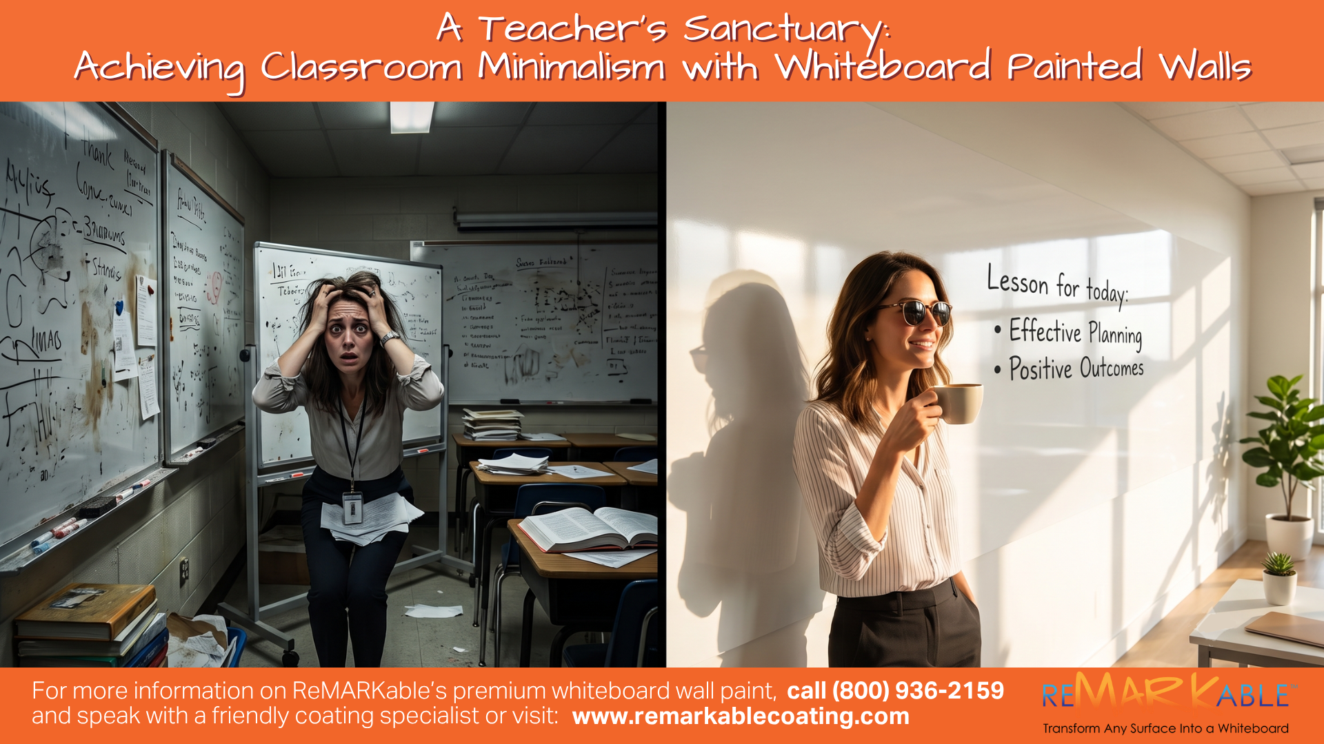 A Teacher's Sanctuary Achieving Classroom Minimalism with Whiteboard Painted Walls
