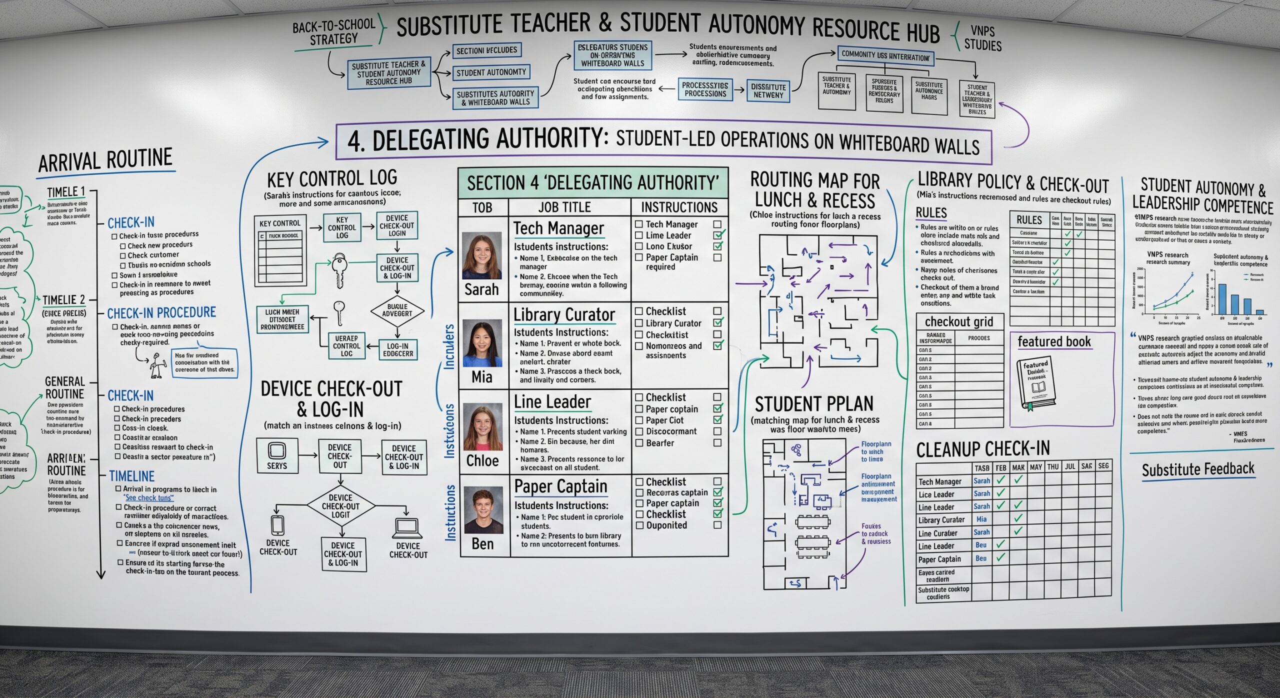 Delegating Authority Student Led Operations on Whiteboard Walls
